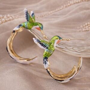 Hummingbird Earrings Hummingbird Enamel Multicolor  Earrings
